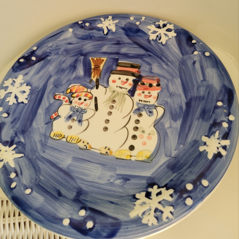 Tabletops Unlimited Snow Family Dinner Plate-Snowman-Snowflake